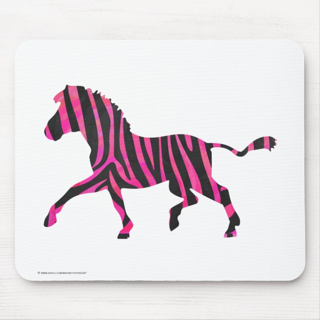 Mousepad Zebra Silhouette Black and Hot Pink Print (Frente)