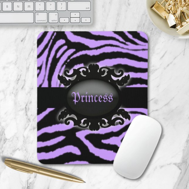 Mousepad Zebra sofisticada Monograma de impressão (Sophisticated Zebra Print monogram Mouse Pad)