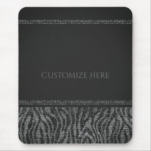 Mousepad Zebra Sparkle Sequins Glam Chic Modern Glamor