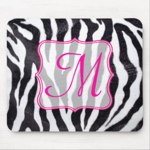Mousepad Zebra Stripe Animal Monograma inicial