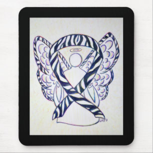 Mousepad Zebra Stripe Sensibilização Ribbon Angel Art Mouse