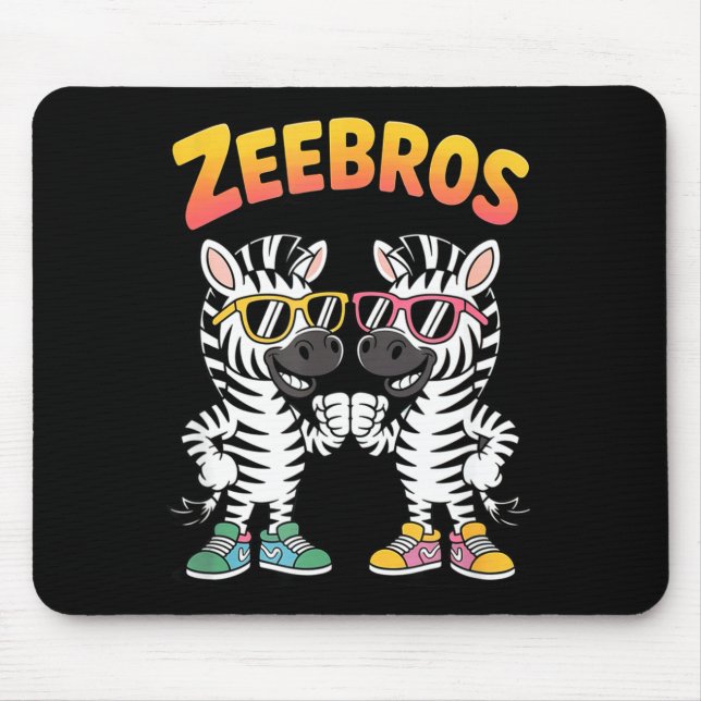 Mousepad Zeebros Cute Zebra Duo Design For Zebros Lovers  (Frente)