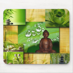 Mousepad Zen & colagem verdes da serenidade de Buddha