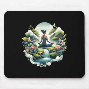 Mousepad Zen Yoga Cachoeira Meditação Pacífico Bem-Estar N