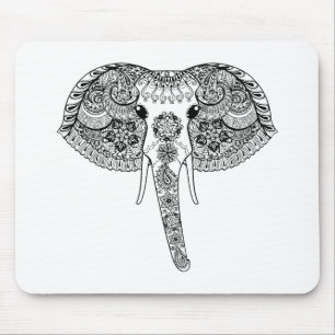 Mousepad Zentangle inspirou o elefante indiano