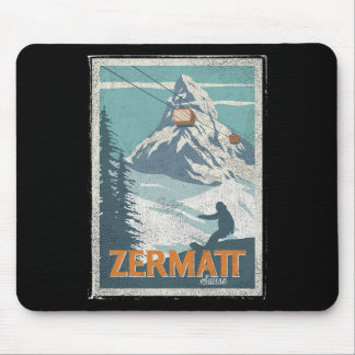 Mousepad Zermatt Suiça de inverno Esquiando Snowboard Ski