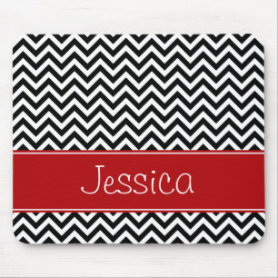 Mousepad Ziguezague vermelho e preto formal de Chevron