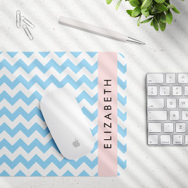 Mousepad Zigzag Azul, Chevron Azul, Padrão De Onda, Seu Nom