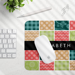 Mousepad Zigzag, Chevron, Gingham, Bolinhas, Seu Nome