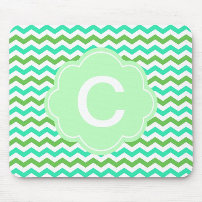 Mousepad Zigzag em chevron verde fresco moderno e tendência (Frente)