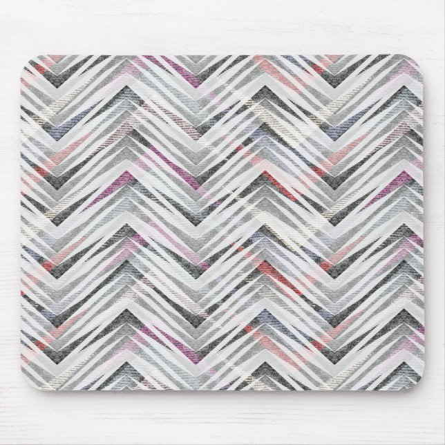 Mousepad Zigzag, geométrico, cinzas, lilás, rosa, preto, fa (Frente)