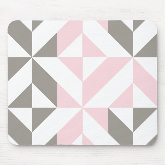 Mousepad ZigZag geométrico, rosa e prata (Frente)