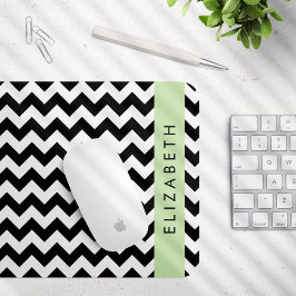 Mousepad Zigzag preto-e-branco, padrão Chevron, seu nome