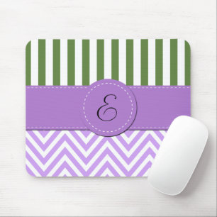 Mousepad Zigzag Roxo, Chevron, Greve Verde, Monograma