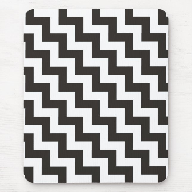 Mousepad Zigzags Mousepad, Black and White Chevrons (Frente)