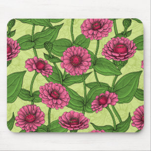 Mousepad Zínias Rosa em verde claro