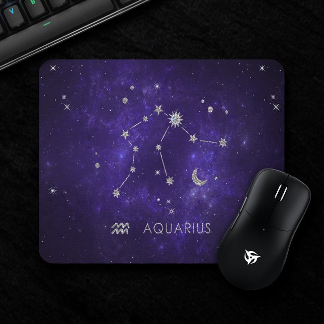 Mousepad Zodiac Purple Aquarius | Astrologia Horóscopo (Criador carregado)