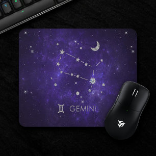 Mousepad Zodiac Purple Gemini   Astrologia Cósmica Horoscóp
