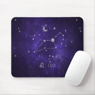Mousepad Zodiac Purple Leo   Astrologia Cósmica Horoscópio