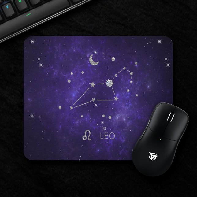 Mousepad Zodiac Purple Leo | Astrologia Cósmica Horoscópio (Criador carregado)