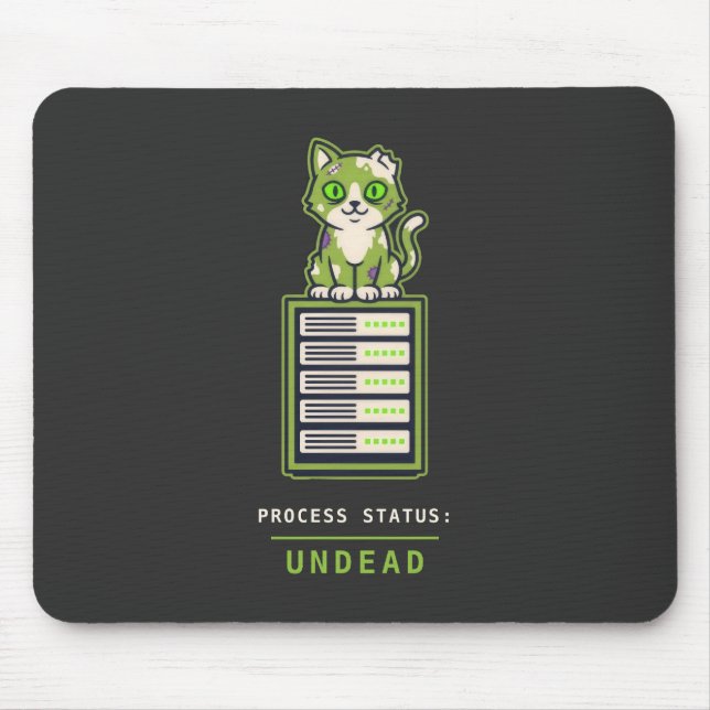 Mousepad Zombie Cat Server Rack Sysadmin Halloween Humor (Frente)