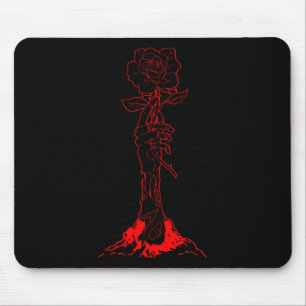Mousepad Zombiecore Estética Zombie Rosa vermelha Esqueleto
