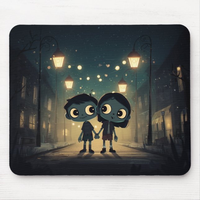 Mousepad Zombies bonitos e assustadores apaixonados - Mouse (Frente)