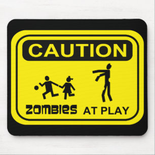 Mousepad Zombis no design do AMARELO do sinal do cuidado do