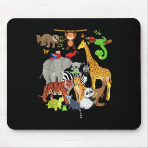 Mousepad Zoo Animais de Festa de aniversário Selvagem Zoo D