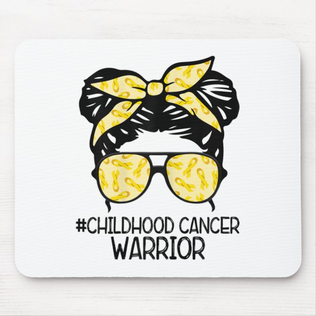Mousepad Zqxj Messy Bun Yellow Ribbon Childhood Cancer Warr (Frente)