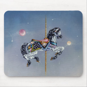 Mousepads - cavalo cinzento do carrossel da égua