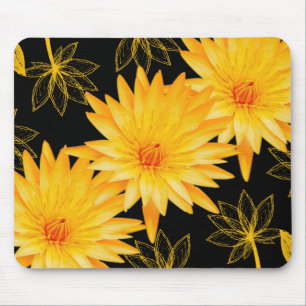 Mousepads pretos & amarelos elegantes dos lillies