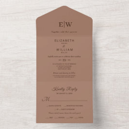 Mousse Simples Elegante Mocha com Casamento Monogr
