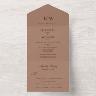 Mousse Simples Elegante Mocha com Casamento Monogr