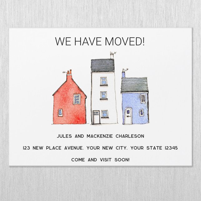 Movendo a mudança de casa da placa magnética de en (We have moved moving home new address announcement magnetic card)