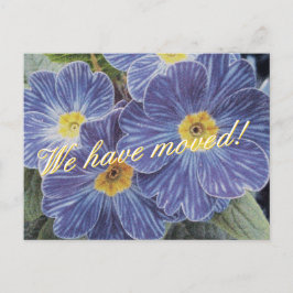 Movendo cartões postais com design de flor azul