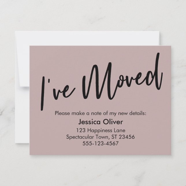 "Movi-me" moderno Cartão de Rosa empoeirado para e (Frente)