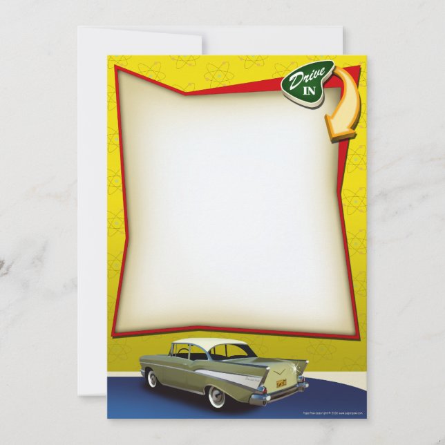 Movimentação do hot rod do anos 50 nos convites de (Frente)