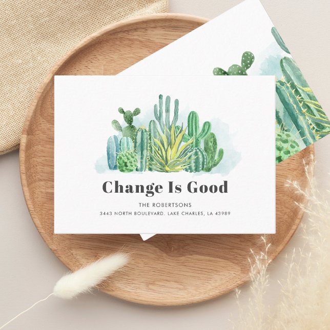 Movimentamos Novo Anúncio de Movimentação de Ender (We have Moved Watercolor Cacti Succulents Moving Announcement)