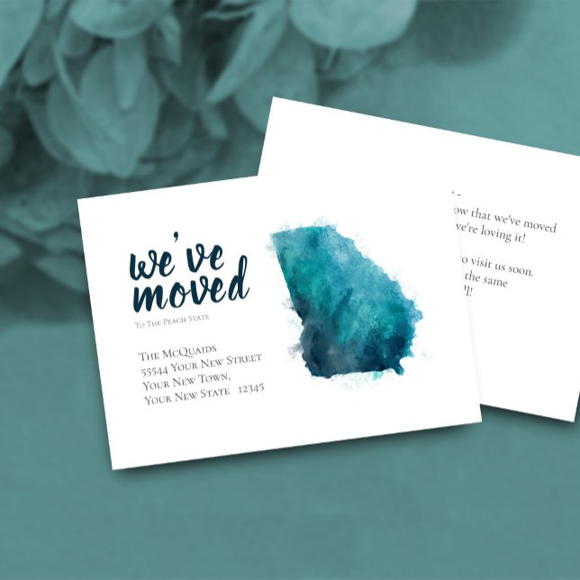 Movimentamos o Anúncio de Movimentação da Georgia  (Watercolor Moving Announcement Card to Georgia State)