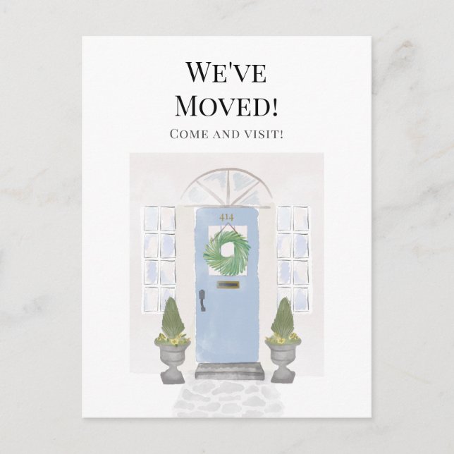 Movimentamos o novo cartão postal de porta azul co (Frente)