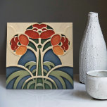 Movimento de Artesanatos de Artes de Flor do Sécul<br><div class="desc">Este belo azulejo cerâmico moderno do século médio é uma homenagem amorosa ao famoso movimento Artes e Artesanatos. Especialmente trabalhado no nosso workshop de Barcelona, ele apresenta formas abstrato simétricas e imita o fascínio cativante dos azulejos alivios modernos do século médio. Os designs simétricos ecoam um equilíbrio harmonioso, a expressão...</div>