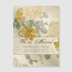 Movimento Floral Rosa Amarelo-Ouro Vintage