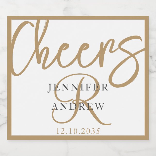 Movimento Simples Monograma Dourado de Caligrafia (Rótulo Único)