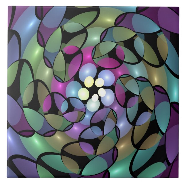 Movimentos Coloridos Abstrato Trippy Fractal Art (Frente)