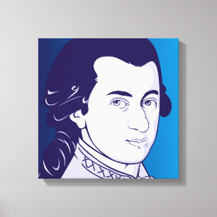 Mozart na Canvas - Estilo de desenho animado, azul