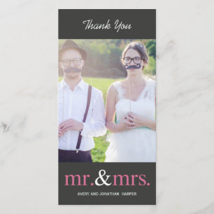 MR E SRA. Casamento Obrigado Cartões - Cinzas