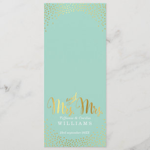 MRS & MRS JANTO RECEPÇÃO MENU gold confetti menta