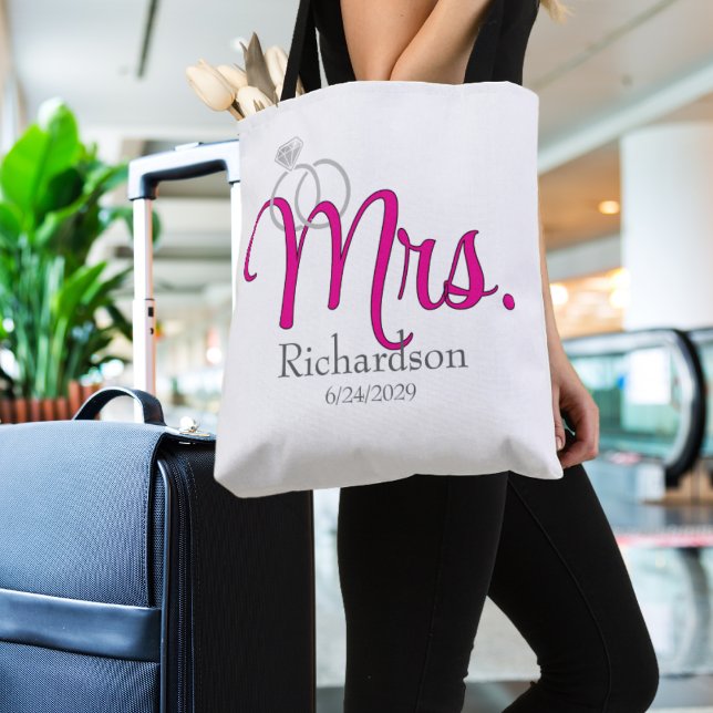 Mrs. Newlywed with Wedding Rings Tote Bag (Criador carregado)