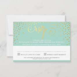 MRS & RSVP REPLY na moda gold confetti menta